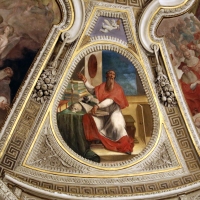 Livio Modigliani, soffitto della cappella di san mercuriale, storie di san girolamo, 1598 ca. 100 traduzione vulgata della bibbia - Sailko - ForlÃ¬ (FC)