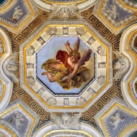 Livio Modigliani, soffitto della cappella di san mercuriale, storie di san girolamo, 1598 ca. 04 angelo con la tromba 1 - Sailko