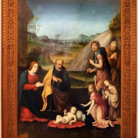 Francesco francia, adorazione del bambino con la sacra famiglia, due pastori e due angeli, 1510-14 ca., dall'oratorio del gesÃ¹ a bologna 01 - Sailko - ForlÃ¬ (FC) 