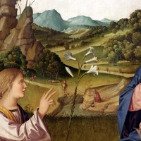 Marco palmezzano, annunciazione, da s.m. dei servi a forlì, 1511-12, 04 paesaggio - Sailko