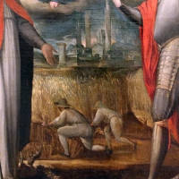 Gian francesco modigliani, madonna col bambino tra i ss. mercuriale e valeriano, 1590-1600 ca. 02 mietitori e veduta cittadina - Sailko - ForlÃ¬ (FC)