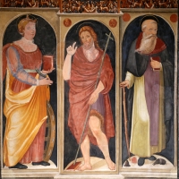 Scuola tosco-romagnola, annunciazione e i ss. caterina d'a., g. battista e antonio abate, 1547, 03 - Sailko