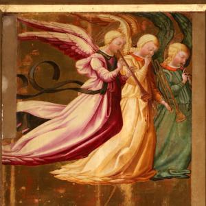Neri di bicci, assunzione di maria e santi, 1468, 02 angeli musicanti foto di Sailko