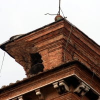 Particolare della torre dei leoni visto da Corso Giovecca il 20 maggio 2012 - Dia1959