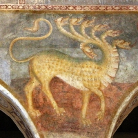 Scuola bolognese, ciclo dell'abbazia di pomposa, 1350 ca., apocalisse, 12 bestia dalle 7 teste 2 by Sailko
