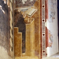 Pomposa, abbazia, refettorio, affreschi giotteschi riminesi del 1316-20, scranni 01 by |Sailko|