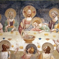 Pomposa, abbazia, refettorio, affreschi giotteschi riminesi del 1316-20, ultima cena 02 by Sailko