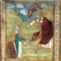 Scuola bolognese, ciclo dell'abbazia di pomposa, 1350 ca., nuovo testamento, 17 noli me tangere by |Sailko|