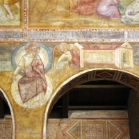 Scuola bolognese, ciclo dell'abbazia di pomposa, 1350 ca., apocalisse, 15 gesù chiama gli angeli 1 - Sailko