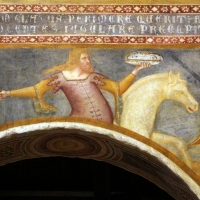 Scuola bolognese, ciclo dell'abbazia di pomposa, 1350 ca., apocalisse, 05 quattro cavalieri 1 bianco foto di Sailko