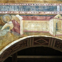 Scuola bolognese, ciclo dell'abbazia di pomposa, 1350 ca., apocalisse, 15 gesù chiama gli angeli 2 tempio - Sailko