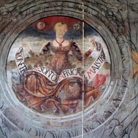 Particolare affresco parete in legno sala piano nobile - Manuela Mattana