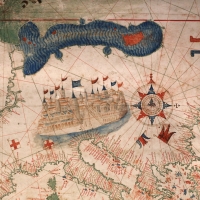 Anonimo portoghese, carta navale per le isole nuovamente trovate in la parte dell'india (de cantino), 1501-02 (bibl. estense) 04 - Sailko