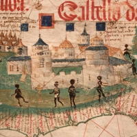 Anonimo portoghese, carta navale per le isole nuovamente trovate in la parte dell'india (de cantino), 1501-02 (bibl. estense) 10 africani - Sailko - Ferrara (FE) 