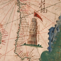 Anonimo portoghese, carta navale per le isole nuovamente trovate in la parte dell'india (de cantino), 1501-02 (bibl. estense) 14 faro di alessandria - Sailko - Ferrara (FE)