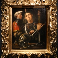 Giorgione, ritratto di guerriero con uno scudiero, detto il gattamelata, 1501 ca. (uffizi) 01 - Sailko - Ferrara (FE)