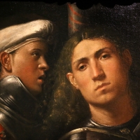Giorgione, ritratto di guerriero con uno scudiero, detto il gattamelata, 1501 ca. (uffizi) 02 - Sailko - Ferrara (FE)