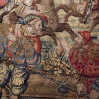 Manifattura fiamminga su dis. di bernard van orley, arazzo con battaglia di pavia e cattura del re di francia, 1528-31 (capodimonte) 03 - Sailko - Ferrara (FE)