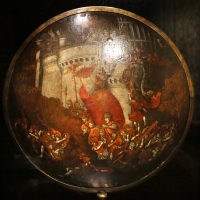 Polidoro da caravaggio, rotella da parata con assedio di cartagena e episodio di diana atteone, 1525-27 ca. (palazzo madama, to) 01