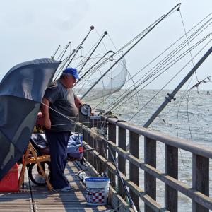 Pescatore sul pontile del Lido di Volano - Adalberto Cencetti