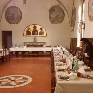 Refettorio del Monastero S.Maria della Neve a Torrechiara foto di Assapora Appennino Torrechiara