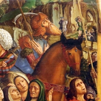 Francesco bianchi ferrari, crocifissione coi ss. girolamo e francesco (pala delle tre croci), 1490-95 ca. 05 cavallo - Sailko - Modena (MO)