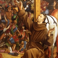 Francesco bianchi ferrari, crocifissione coi ss. girolamo e francesco (pala delle tre croci), 1490-95 ca. 13 francesco - Sailko - Modena (MO)