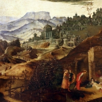 Francesco bianchi ferrari, crocifissione coi ss. maddalena, domenico e pietro martire, 1500-10 ca. 04 paesaggio - Sailko - Modena (MO)