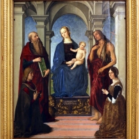 Maestro della pala rangoni, madonna col bambino tra santi e gli offerenti nicolÃ² rangoni e bianca bentivoglio, 1490-1500 ca - Sailko - Modena (MO)
