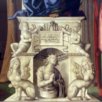 Marco meloni, madobnna col bambino e santi, 1504, 02 ara con putti, arpie e santa alla raffaello - Sailko - Modena (MO)