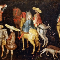 Secondo maestro di carpi, leggenda di san giovanni boccadoro (crisostomo), 1430 ca. 04 cavalieri - Sailko - Modena (MO)