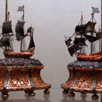 Trapani, coppia di velieri in argento e corallo, xviii secolo - Sailko