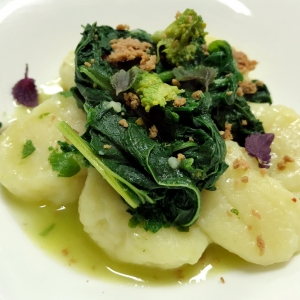 Potato gnocchi with turnip tops and mullet bottarga - Maria Rita Trecci