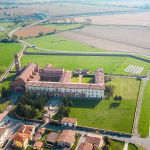 Aerial view of the Abbey of Chiaravalle della Colomba by |ENIT - Agenzia Nazionale del Turismo|