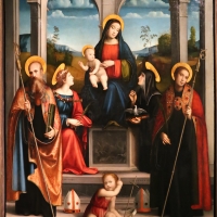 Francesco francia, madonna col bambino in trono coi ss. bnedetto, giustina, scolastica e placido, 1515 - Sailko - Parma (PR)