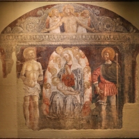 Jacopo loschi, madonna col bambino in trono e i ss. sebastiano e rocco, 1480-90 ca., dall'oratorio di san girolamo - Sailko - Parma (PR)