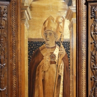 Bernardino da lendinara, due tronetti lignei con vedute di cittÃ  e i ss. ilario e giovanni battista, 1494, 03 - Sailko - Parma (PR)