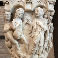 Benedetto antelami, capitello con storie della genesi 01, dal duomo di parma, 1178, dio conduce adamo ed eva nel paradiso terrestre - Sailko - Parma (PR)