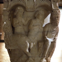 Benedetto antelami, capitello con storie bibliche, dal duomo di parma, 1178, david riceve annuncio della morte di assalonne - Sailko