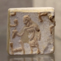 Età romana imperiale, bollo con figura di mercurio e iniziali - Sailko