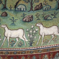 Sant'apollinare in classe, mosaici del catino, trasfigurazione simbolica, VI secolo, 14 agnelli come apostoli photos de Sailko