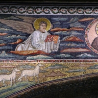 Sant'apollinare in classe, mosaici dell'arcone, cristo benedicente tra i simboli degli evangelisti (IX sec.) 02 matteo - Sailko - Ravenna (RA)