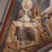 Pietro da rimini e bottega, affreschi dalla chiesa di s. chiara a ravenna, 1310-20 ca., volta con evangelisti e dottori, gregorio - Sailko - Ravenna (RA)