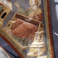 Pietro da rimini e bottega, affreschi dalla chiesa di s. chiara a ravenna, 1310-20 ca., volta con evangelisti e dottori, giovanni - Sailko - Ravenna (RA)