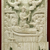 Costantinopoli, formella con dormitio virginis, avorio, 1110 ca - Sailko - Ravenna (RA)