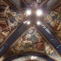 Pietro da rimini e bottega, affreschi dalla chiesa di s. chiara a ravenna, 1310-20 ca., volta con evangelisti e dottori 01 - Sailko - Ravenna (RA)