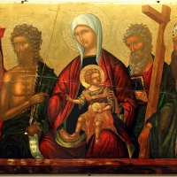 Ioannis parmeniates, madonna col bambino tra i ss. girolamo, g. battista, andrea e agostino, creta 1525 ca - Sailko - Ravenna (RA)