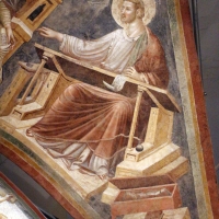 Pietro da rimini e bottega, affreschi dalla chiesa di s. chiara a ravenna, 1310-20 ca., volta con evangelisti e dottori, luca - Sailko - Ravenna (RA)