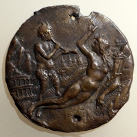 Pseudo fra antonio da brescia (attr.), abbondanza e un satiro, italia del nord, 1500 ca - Sailko - Ravenna (RA)