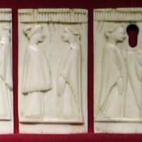 Italia del nord, lastrine di cofanetto con coppie, 1400-1450 ca - Sailko - Ravenna (RA)